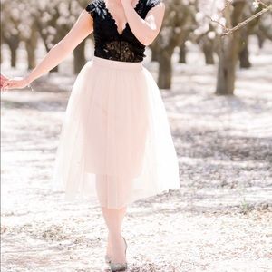 Pink Tulle Skirt Pearl Detail